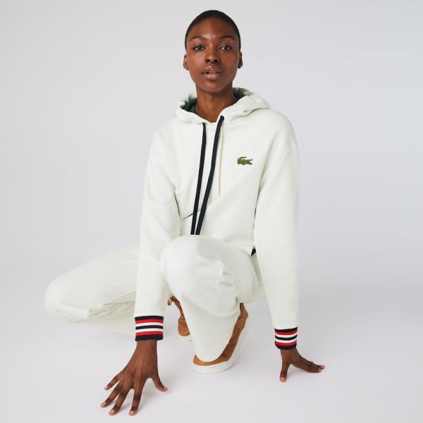 Lacoste Made In France Hooded Organic Cotton Fleece Sweatshirt Dámské - Mikiny Bílé | CZ-9Csddz